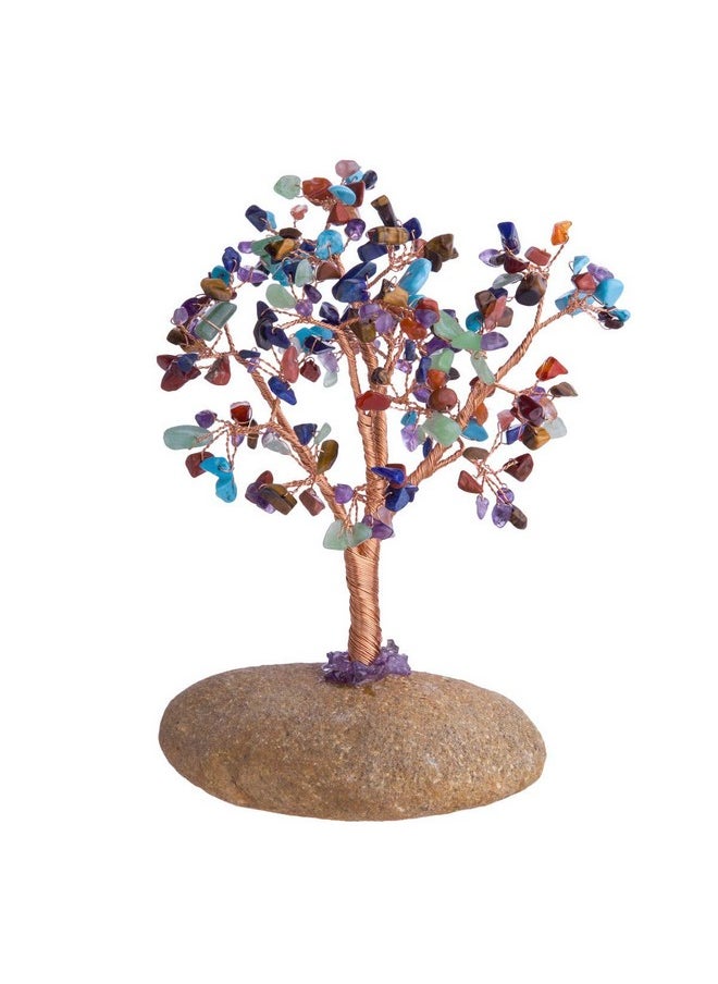 mookaitedecor mookaitedecor Colorful Crystal Tree Tumbled Stones, Pebble Base Money Tree Reiki Healing Crystals Feng Shui Home Decor 7"-8"  - Image 1