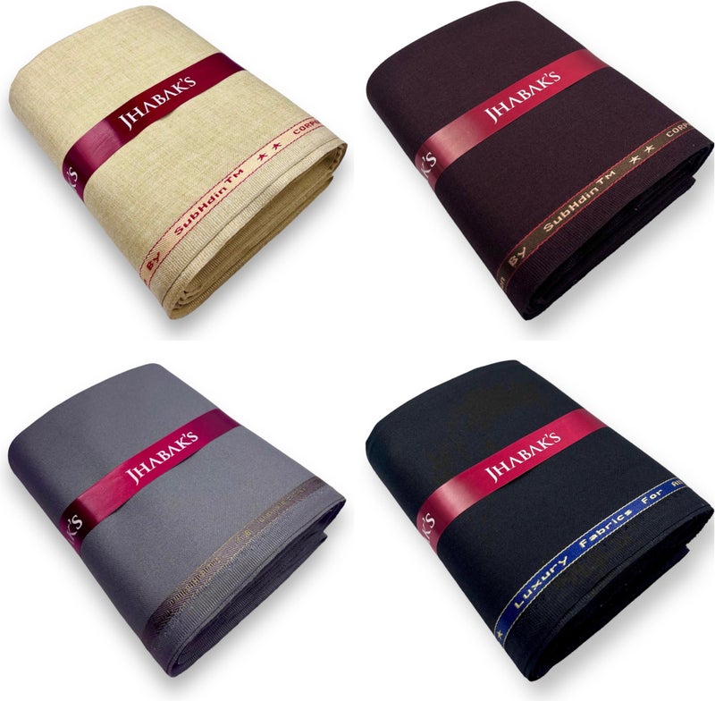 JHABAK'S Unstitched Viscose Rayon Self Design Trouser Fabric - 1.30 Meters (Pack of 4) J - Image 5