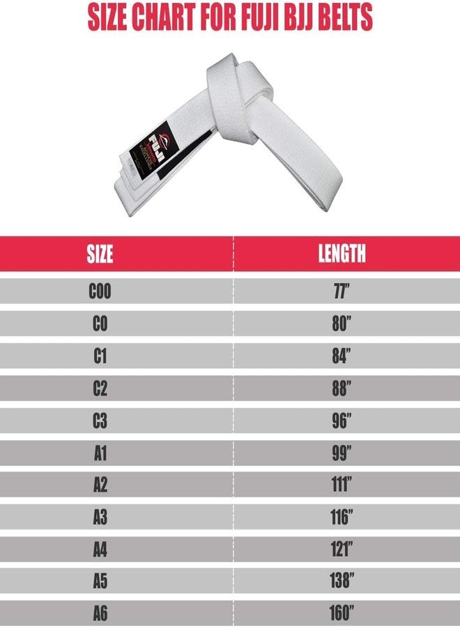 فوجي حزام فوجي بي جيه جيه - حزام رتبة الجيو جيتسو البرازيلي الأصلي (أبيض، A5) - Image 2