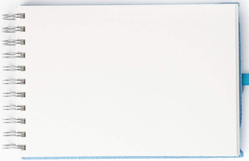 Comma Abaca – Wire-O Bound Sketchbook with Ribbon Closure – A5 Size – 50 Sheets – 160gsm Anti-Ageing, Acid Free, Archival Grade Fine Grain Paper – Micro-Perforations for Easy Tear Off – (Sky Blue) - Image 2