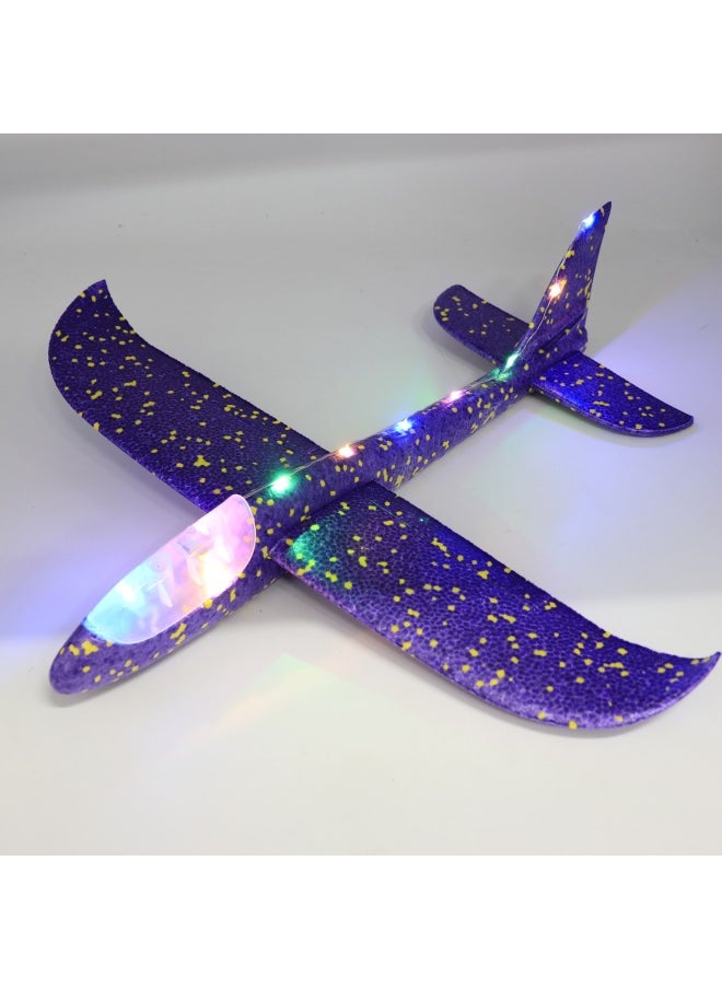 48cm Luminous Foam Aircraft Hand Throwing Aircraft Throwing Gliding Aircraft Night Market Stall Toy Supply Wholesale-Color:The Whole Body Glows-hand-thrown Aircraft (purple)  - Image 1