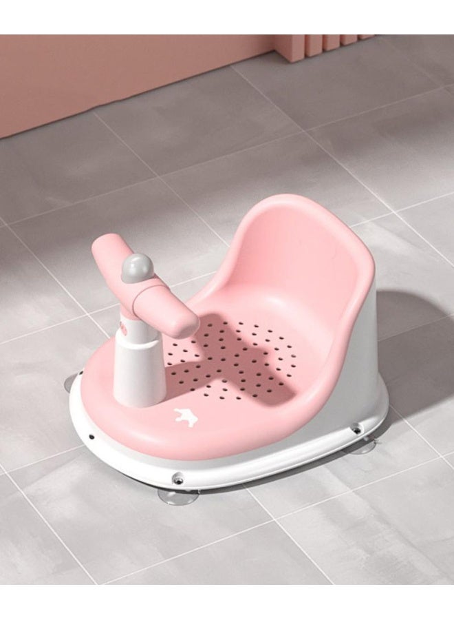 Fab N Funky كرسي استحمام مطبوع بتصميم تاج، مقبض مريح، تصميم مثقوب، قاعدة غير قابلة للانزلاق، 0 شهرًا، 36 × 20 × 23 سم - وردي - Image 1