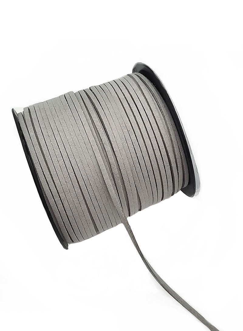 2.6mm Light Grey Suede Cord, 100 Yards Flat Faux Leather Cord for Necklaces, Bracelets, Jewelry Making, Beading and DIY Crafts - Image 2
