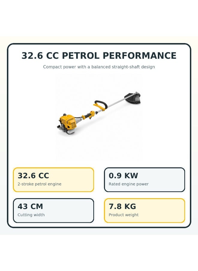 Stiga BC-535 32.6 cc 2-Stroke Petrol Engine Brush Cutter/Lawn Trimmer with Straight Shaft, Single Handle, and 43 cm Cutting Width - Image 4
