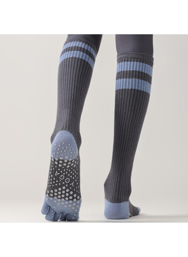 كوينج 长筒五指瑜伽袜分趾专业防滑普拉提压力小腿袜女春秋运动专用棉袜 - Image 4