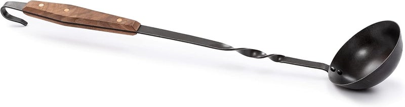 Barebones Grill Ladle with Hand-Tooled Wooden Handle - Image 1
