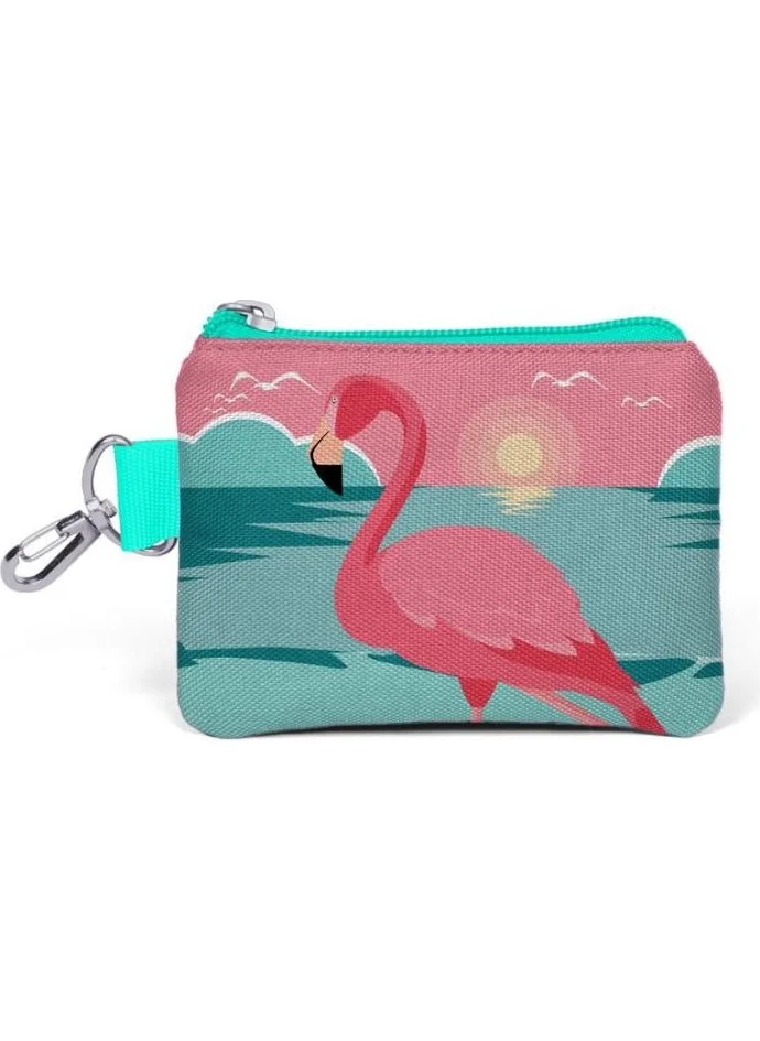 CORAL HIGH Aqua Green Coral Flamingo Patterned Coin Purse 21777