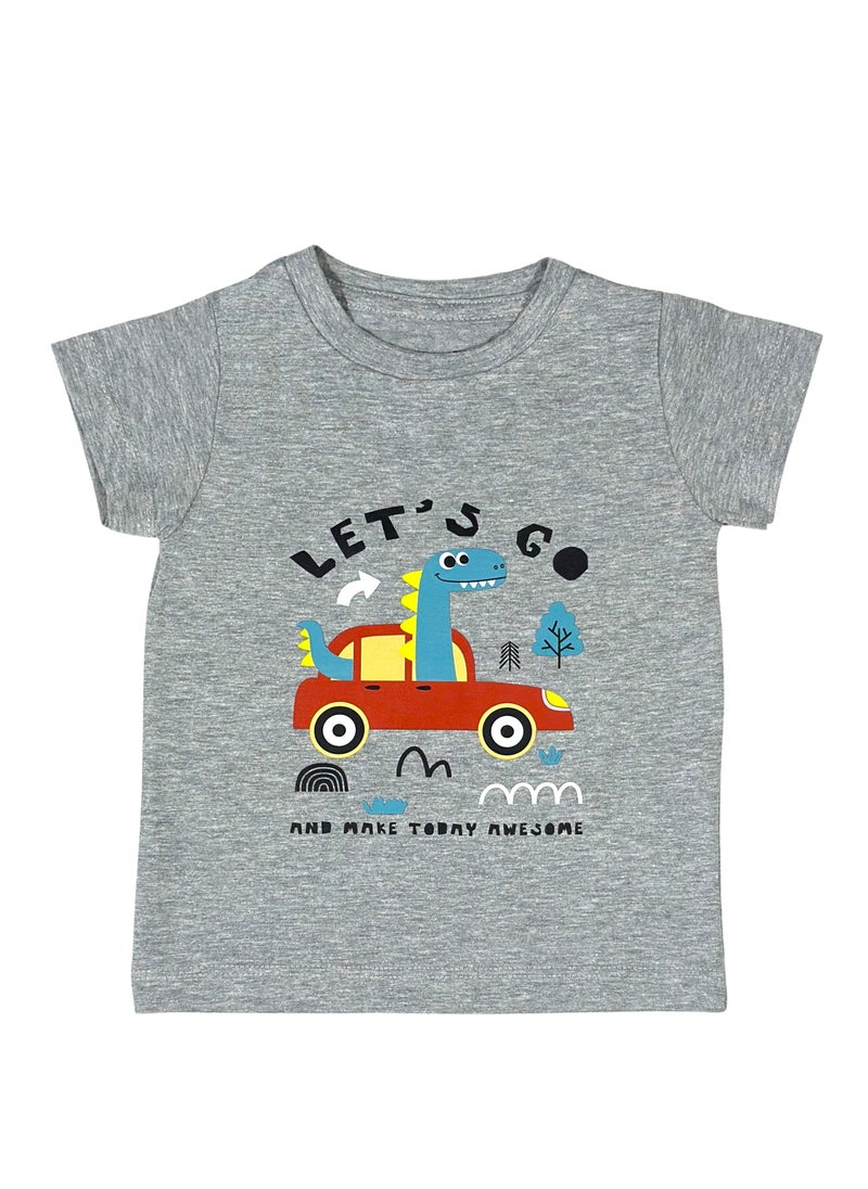 Baby Co. - Dinosaur Grey T-shirt & Let's Explore Navy T-shirts (2 Pack) - Image 1