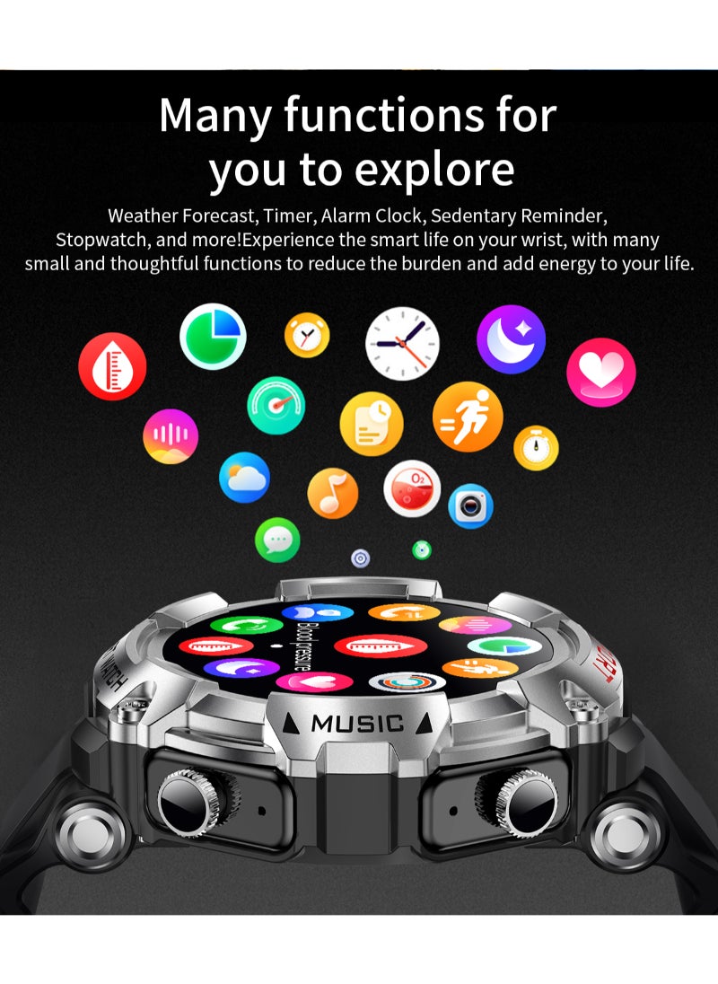 Generic - T96 Bluetooth Smart Watch With Earbuds 1.52 HD Screen Rugged Bluetooth Call Fitness Tracker IP67 Waterproof AI Voice Assistant Silver - Image 1