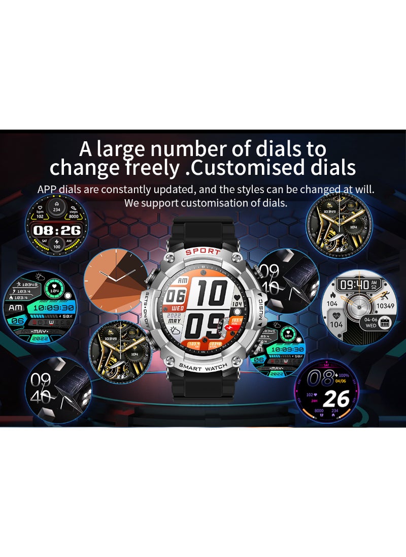 Generic - T96 Bluetooth Smart Watch With Earbuds 1.52 HD Screen Rugged Bluetooth Call Fitness Tracker IP67 Waterproof AI Voice Assistant Silver - Image 1