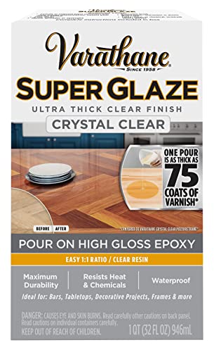 Varathane 241352 Super Glaze Pour On High Gloss Epoxy Finish and Preservative Kit Quart Crystal Clear - Image 1