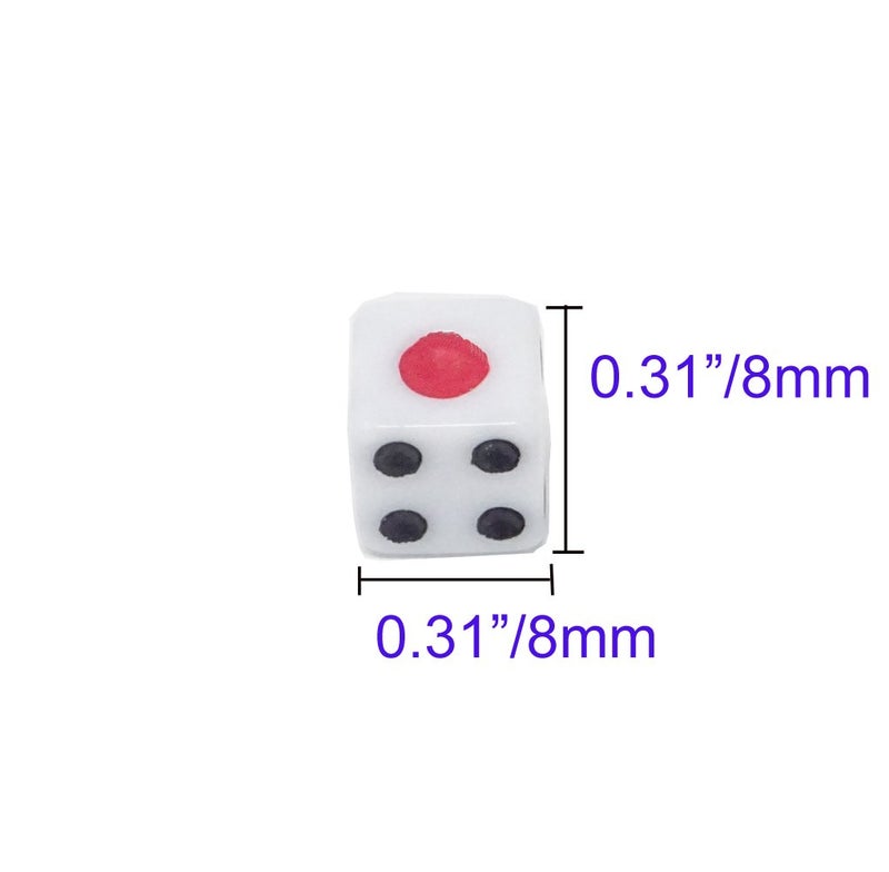 Gocomcom 100pcs 8mm White Dice with Black Pips Dots for Board Games, Activity, Casino Theme, Party Favors, Toy Gifts by Gocomcom - Image 2