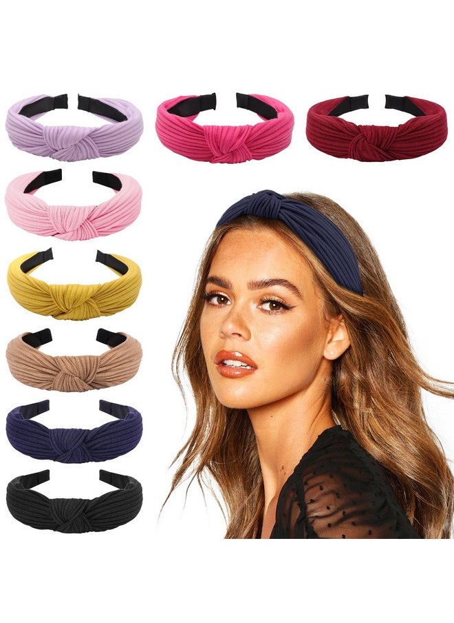 DRESHOW DRESHOW 8 Pack Knotted Headbands for Women Wide Turban Headband Yoga Exercise Ribbing Hair Hoop Hair Bands Accessories  - Image 1