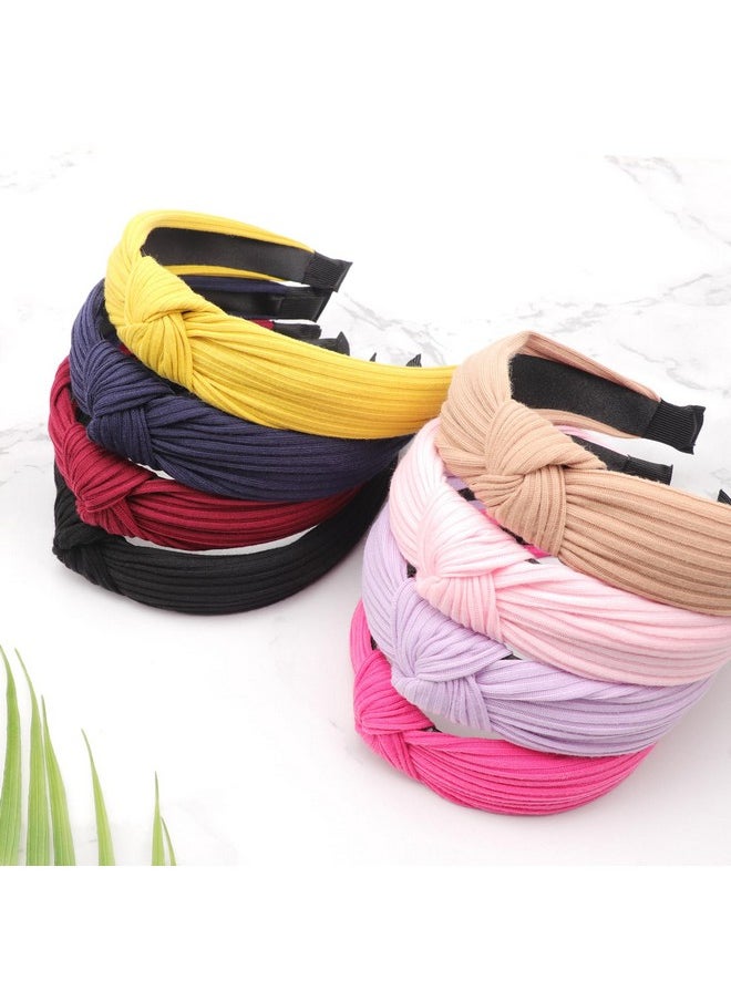 DRESHOW DRESHOW 8 Pack Knotted Headbands for Women Wide Turban Headband Yoga Exercise Ribbing Hair Hoop Hair Bands Accessories  - Image 5