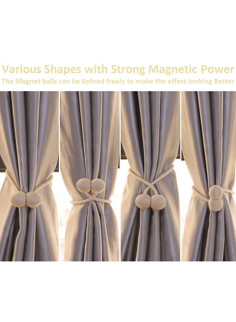 مجموعة من 2 مشبك مغناطيسي لتثبيت الستائر، مشبك سلك سحب، مناسب للمنزل، غرفة النوم، ديكور المكتب، تثبيت الستائر، لون بيج غامق - Image 3
