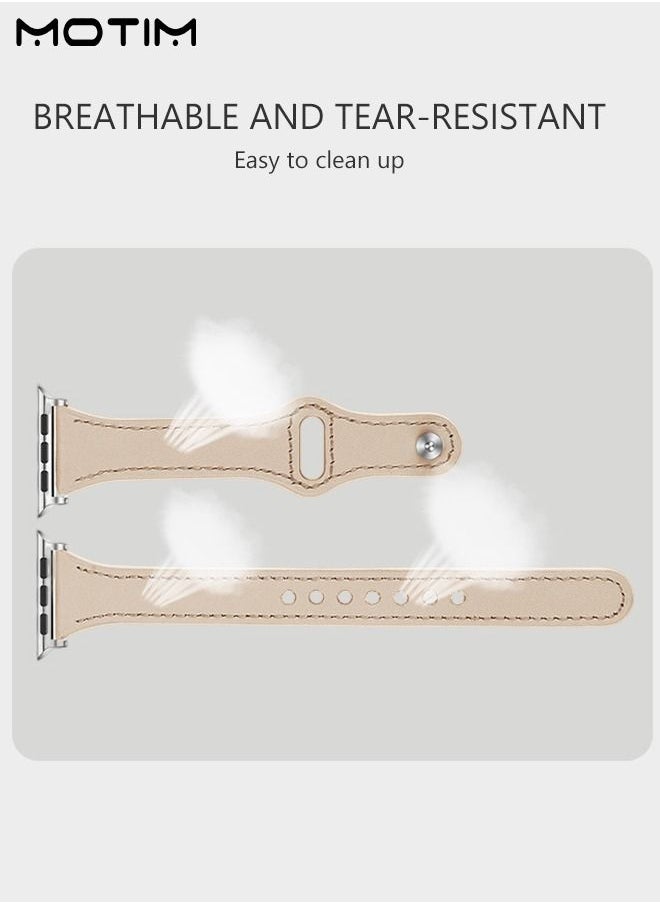 Motim - Leather Watch Band for Apple Watch Series Band 38mm/40mm/41mm, Elegant Design, Genuine Leather Slim Replacement Strap, Compatible with iWatch SE Series 10/9/8/7/6/5/4/3/2/1 - Image 1