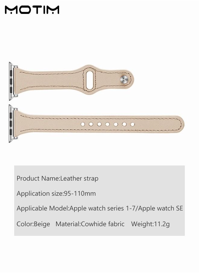 Motim - Leather Watch Band for Apple Watch Series Band 38mm/40mm/41mm, Elegant Design, Genuine Leather Slim Replacement Strap, Compatible with iWatch SE Series 10/9/8/7/6/5/4/3/2/1 - Image 1