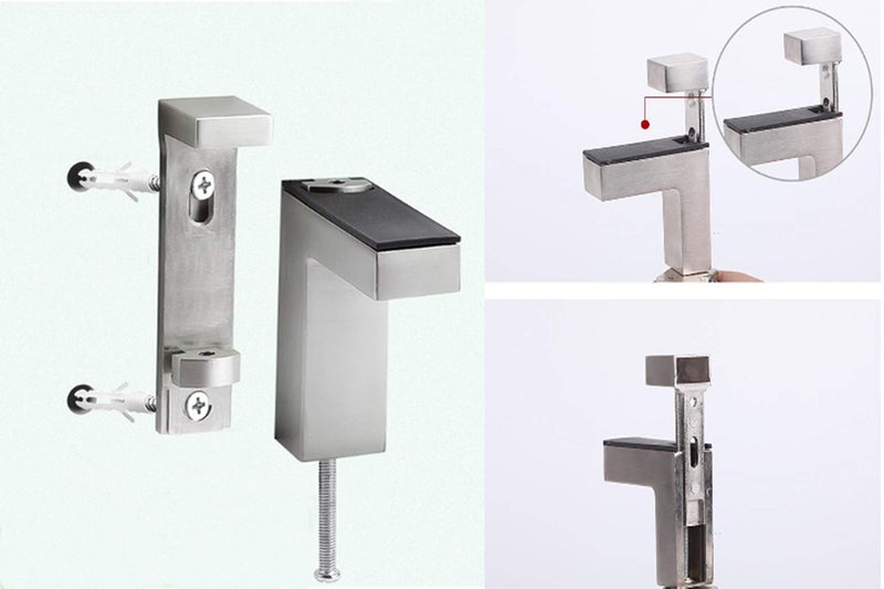Tiberham Adjustable Wood/Glass Shelf Bracket, Tiberham Zinc Alloy Polished Chrome Shelf Support Clamp Corner Brace for 3-30mm Thickness Shelf, Wall Mounted Glass Support Clip Wood Holder (Pack of 2) - Image 3