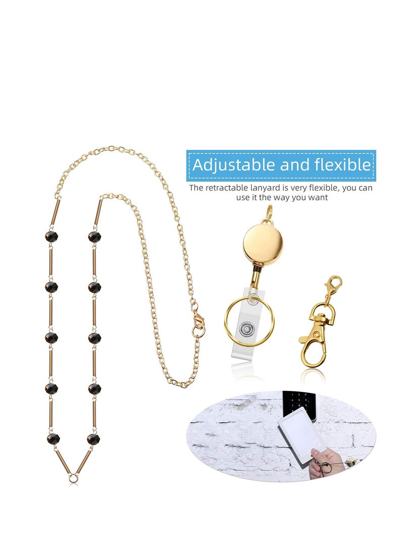 SYOSI Retractable Badge Reel Lanyard for ID Holder Set 3 Pieces, Necklace Name Badge Holder Lanyard Stainless Steel Beaded Chain with Waterproof Name Badge Holder Clip for Mother's Day Present - Image 4