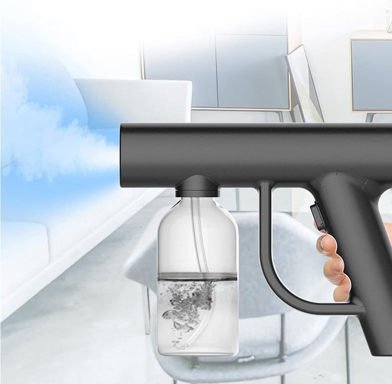 كلاراكو جهاز تعقيم بالضباب لاسلكي، بخاخ كهربائي محمول قابل لإعادة الشحن عبر منفذ USB، رذاذ ناعم، مناسب للمنزل والمكتب والمدرسة، 300 مل، أسود - Image 4