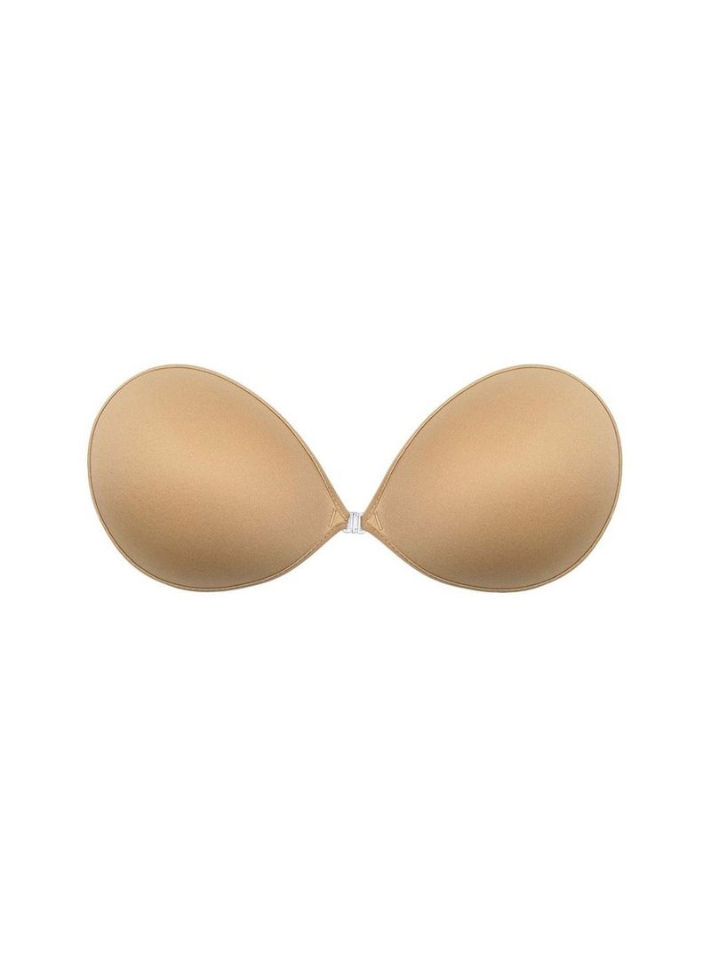 Adhesive Bra Reusable Strapless Self Silicone Push-up Invisible Sticky Backless Bra Beige B - Image 1