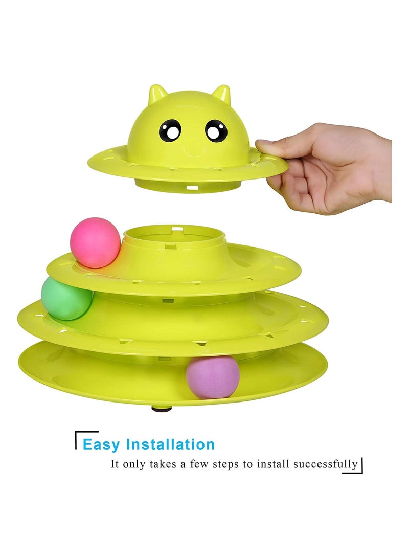 A.M Cat Toys 3 Towers Roller Tracks With Three Colorful Balls Interactive Kitten Fun Mental Exercise Puzzle Toys - Image 3