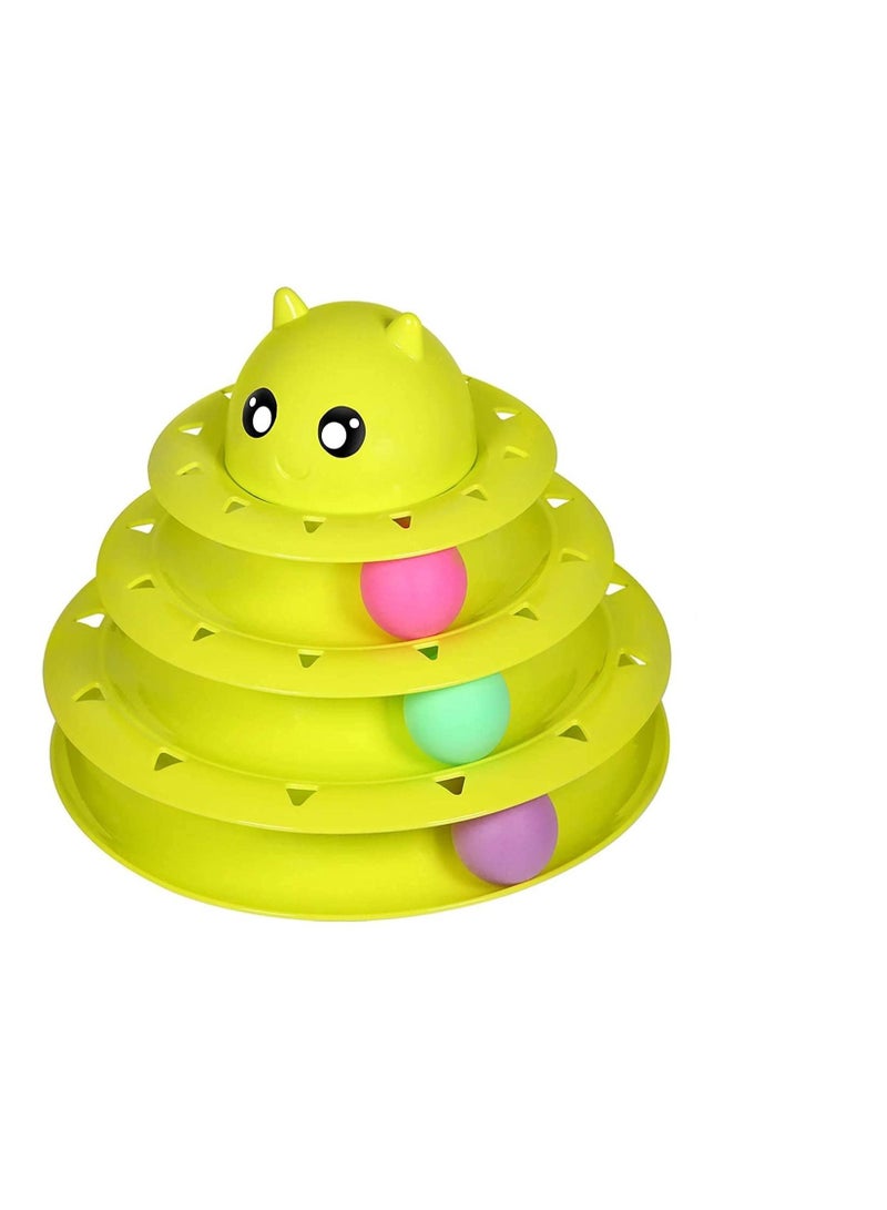 A.M Cat Toys 3 Towers Roller Tracks With Three Colorful Balls Interactive Kitten Fun Mental Exercise Puzzle Toys - Image 1