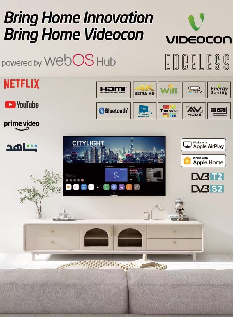 VIDEOCON 58 inch Edgeless 4K UHD Powered by WebOs Hub with Magic Remote, Apple AirPlay, Bluetooth-Latest Model 2025 E58ELWO1100 black - Image 2