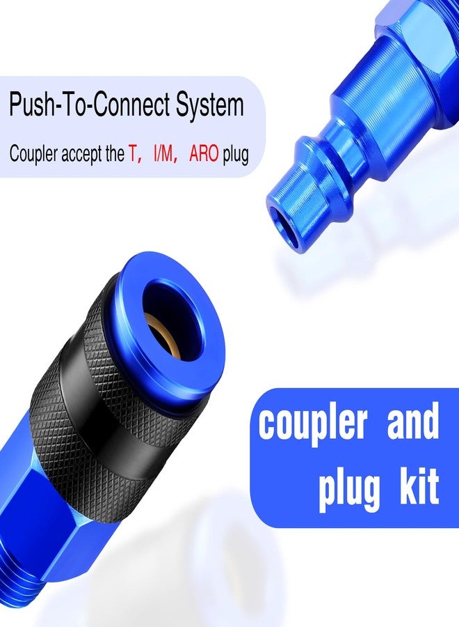 Datanly 35 Pieces Air Hose Fittings 1/4" NPT Aluminum Coupler and Plug Kit Air Tool Fittings Heavy Duty Universal Compressor Accessories, Blue - Image 3