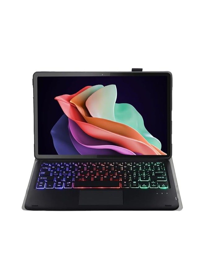 عام محفظة لوحة مفاتيح Pad متوافقة مع Huawei MatePad 2023 بحجم 11.5 بوصة، مزودة بلوحة مفاتيح لمسية مغناطيسية قابلة للإزالة وไรسل، مع إضاءة خلفية ملونة. - Image 3