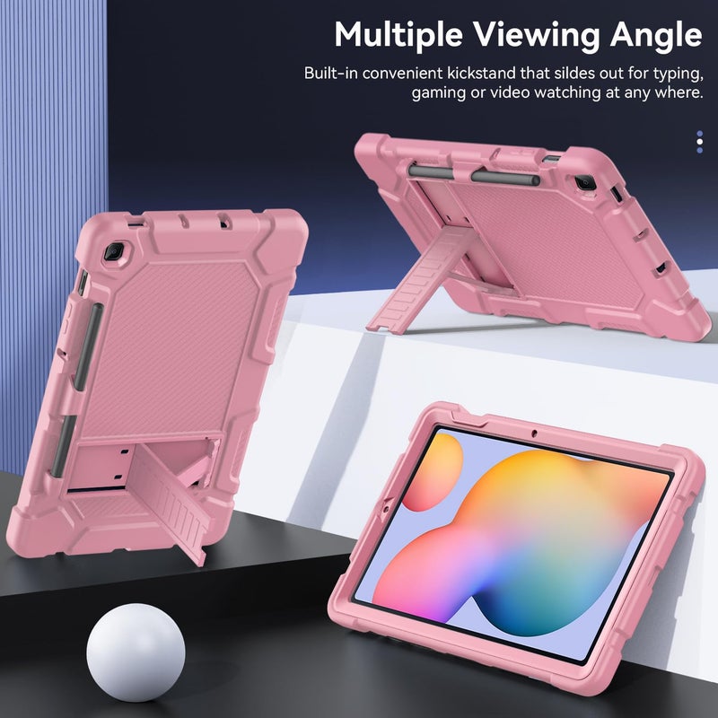 Cantis Case for Samsung Galaxy Tab S6 Lite 10.4 Inch 2024/2022/2020 with S Pen Holder, Heavy Duty Shockproof Rugged Protective for Samsung S6 Lite Case 10.4'', Rose Gold - Image 3