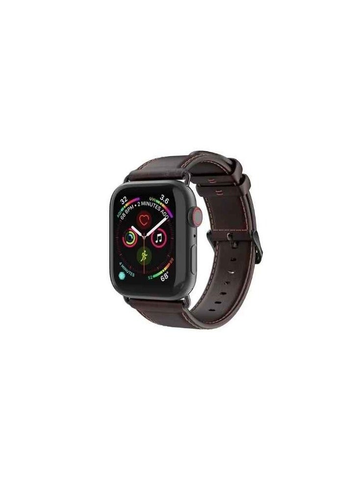 DUX DUCIS سوار جلدي من Dux Ducis لساعة Apple Watch مقاس 38/40/41 مم - بني
