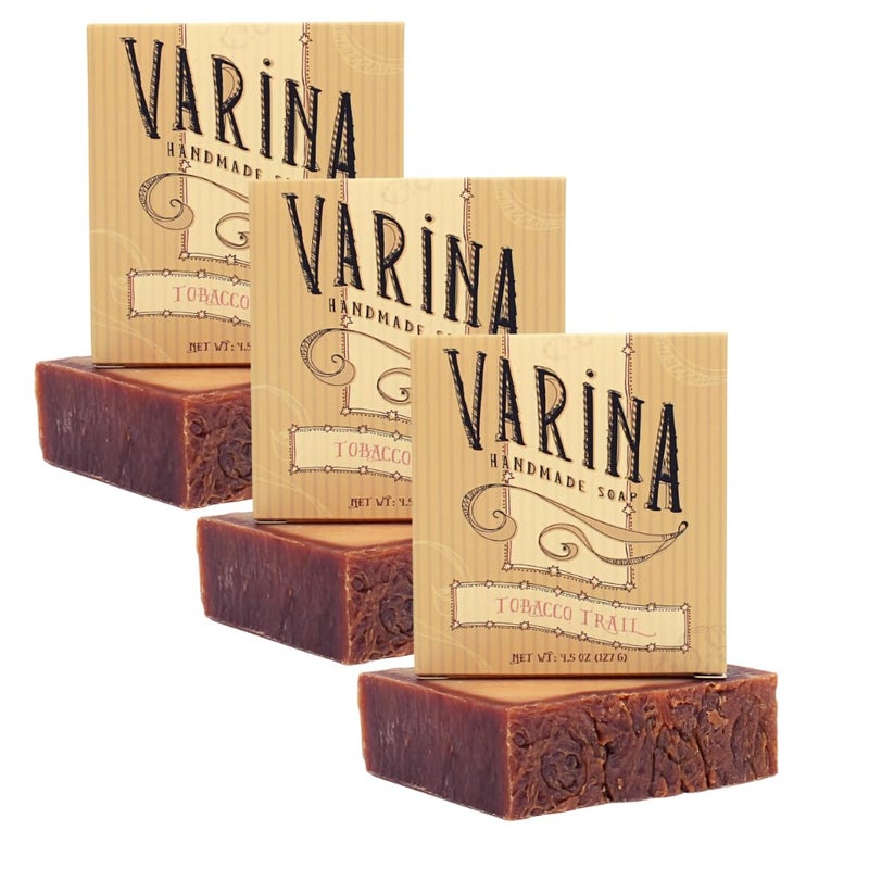 Varina Natural Tobacco Trail Bar Soap  Gentle Cleansing for Sensitive Skin Earthy Scents  3 Pack