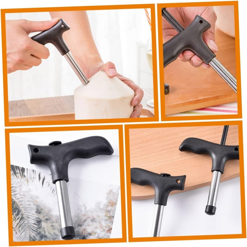 Baskety Useful Stainless Steel Coconut Opener Driller Knife Tool Cleaning Stick 2 - Image 4