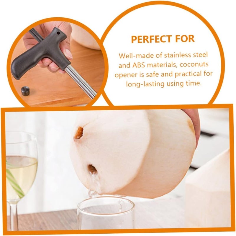Baskety Useful Stainless Steel Coconut Opener Driller Knife Tool Cleaning Stick 2 - Image 5