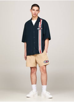 TOMMY JEANS Men's Archive Relaxed Fit Short Sleeve Shirt -  Tencel™, Navy  - Image 4