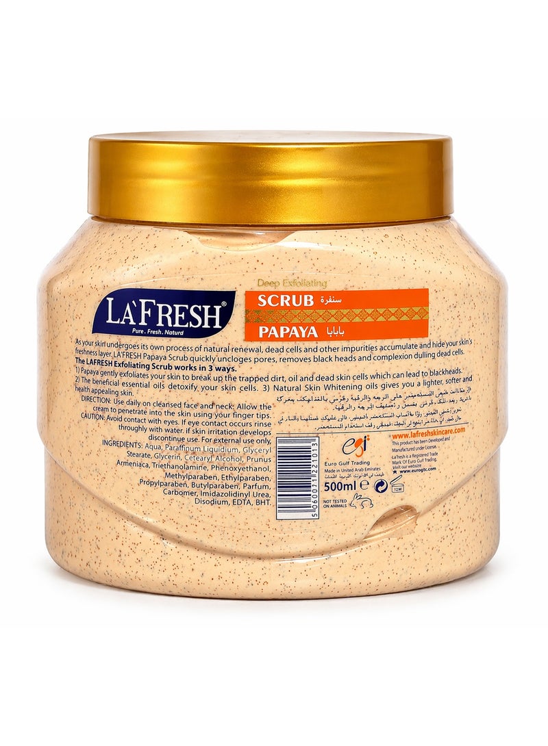 La Fresh Papaya Deep Exfoliating Scrub 500ml with Papaya & Leaf Extracts for Face & Body, Dead Skin Removal, Deep Cleansing & Skin Smoothing - Image 2