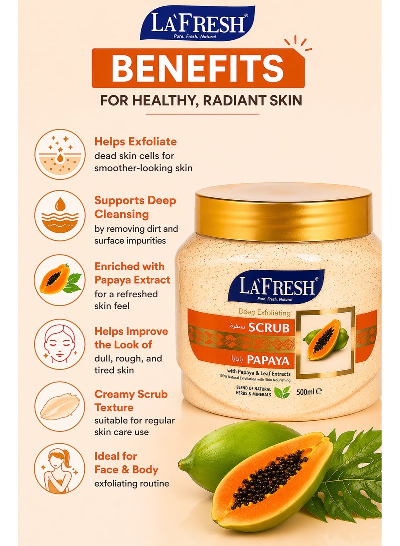 La Fresh Papaya Deep Exfoliating Scrub 500ml with Papaya & Leaf Extracts for Face & Body, Dead Skin Removal, Deep Cleansing & Skin Smoothing - Image 5