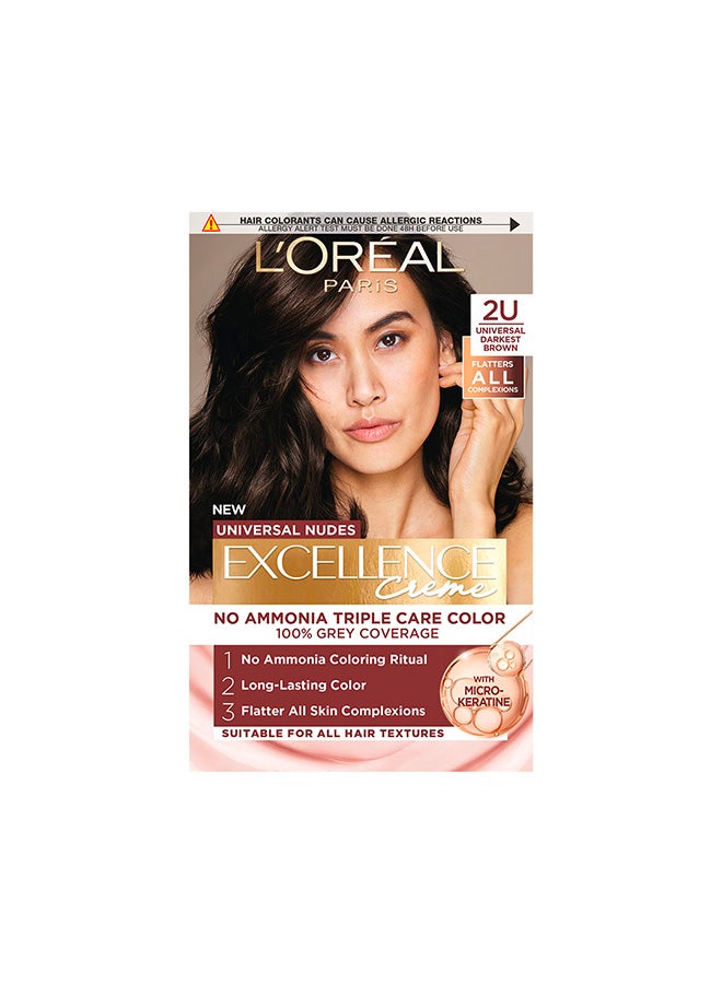L'OREAL PARIS لون شعر لوريال باريس إكسلنس كريمة نودز العالمية 2U بني داكن - Image 1