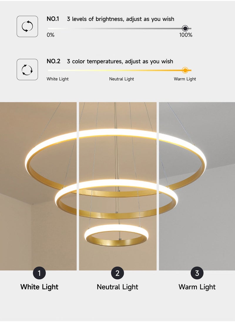AL-WAHA AL-ZHABIA - Smart Modern Minimalist Ceiling Light with Remote Control, 3-Color Adjustable & Dimmable 60W Energy-Efficient Pendant Lighting for Living Room/Bedroom/Dining - Image 1
