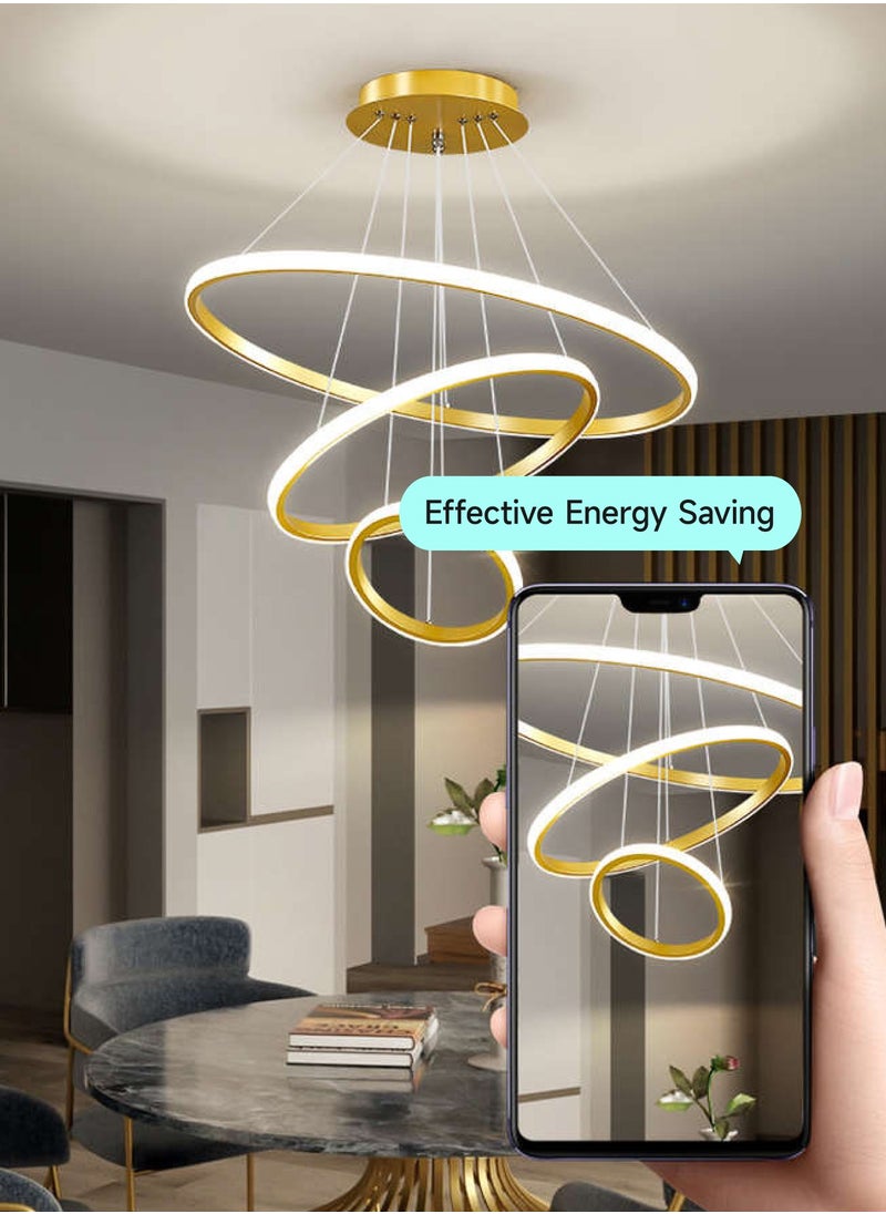 AL-WAHA AL-ZHABIA - Smart Modern Minimalist Ceiling Light with Remote Control, 3-Color Adjustable & Dimmable 60W Energy-Efficient Pendant Lighting for Living Room/Bedroom/Dining - Image 1