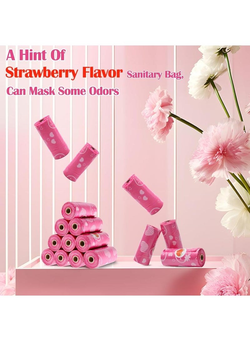 Bebiland 240PCS Baby Diaper Bag Dispenser, Biodegradable Rolls, Disposable Diaper Sacks with Fragrance, Easy-to-Tie Tabs, for Nappies, Pets, Travel (Pink) - Image 3