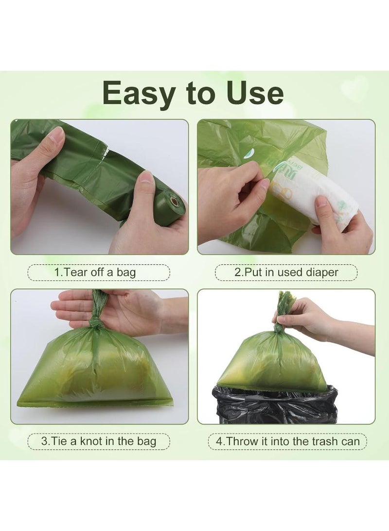 Bebiland 240PCS Baby Diaper Bag Dispenser, Biodegradable Rolls, Disposable Diaper Sacks with Fragrance, Easy-to-Tie Tabs, for Nappies, Pets, Travel (Pink) - Image 5