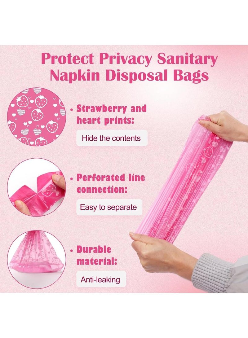 Bebiland 240PCS Baby Diaper Bag Dispenser, Biodegradable Rolls, Disposable Diaper Sacks with Fragrance, Easy-to-Tie Tabs, for Nappies, Pets, Travel (Pink) - Image 4