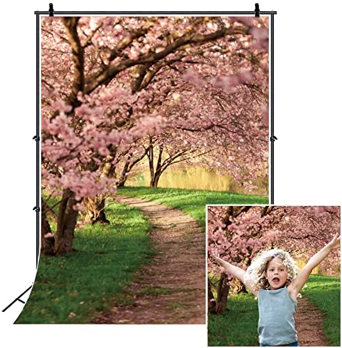Spring Scenery BackdropYeele 8x10ft Flower Blossom Forest Sunshine Green Grass Garden Path Riverside Photography Background Natural LandscapeKids Portrait Party Decorations Banner Photobooth Props
