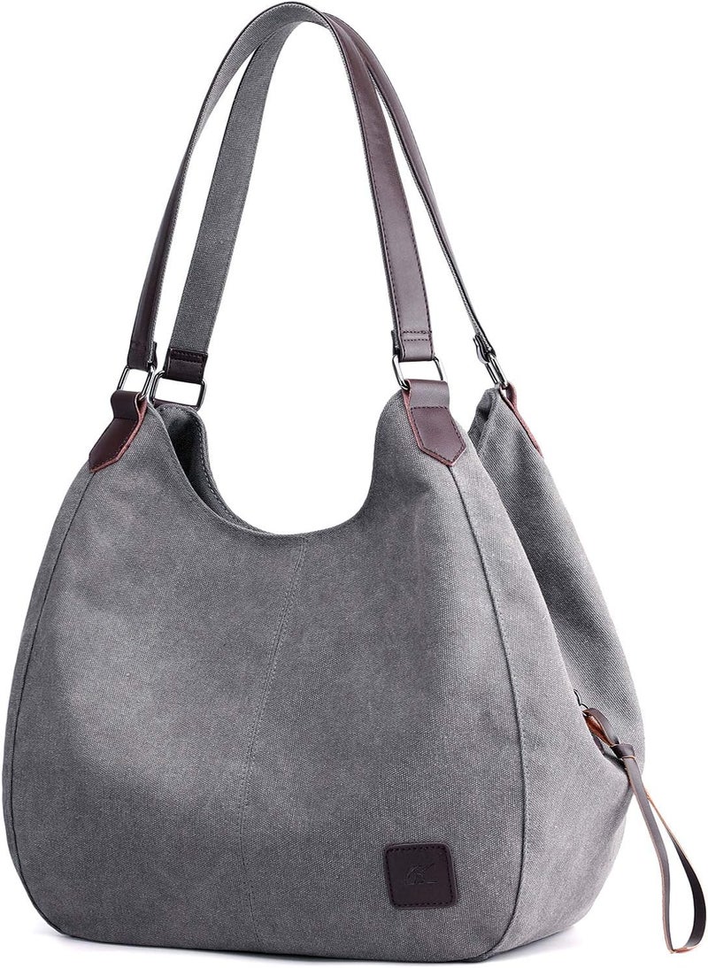 DOURR Store Women's Multi-pocket Shoulder Bag Fashion Cotton Canvas Handbag Tote Purse - Image 1