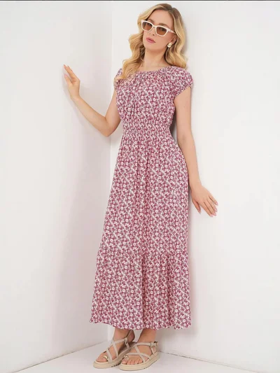 BIG DART BDART Floral A-Form Maxi Dress with Elastic Details