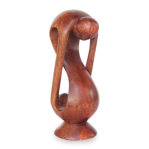 NOVICA Romantic Love Suar Wood Abstract Human Figure Sculpture, 7.5" Tall 'Indivisible Love' - Image 2