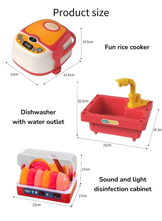 66 Pcs Pretend Kitchen Toy, Realistic  Kitchen Plastic Miniature Play Toy Set,  Kitchen Accessories Toy with Cooking Utensils, Non-toxic Material, Preschool Learning Education Toys for Toddlers, Learning Gift for Girls Boys Kids (Red) ﻿ - Image 2