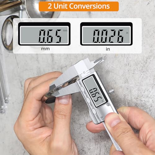 Neoteck 4 inch/100mm Digital Caliper, Stainless Steel Electronic Calipers Measuring Tool inch/mm Conversion, Large LCD Screen - Image 4